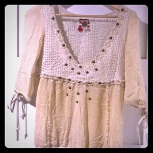 Free People cream Top with ties